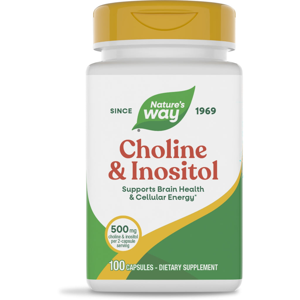 NW1048 | Nature's Way CHOLINE & INOSITOL supplement bottle front label, 100 capsules, supports brain health & cellular energy - Thumbnail