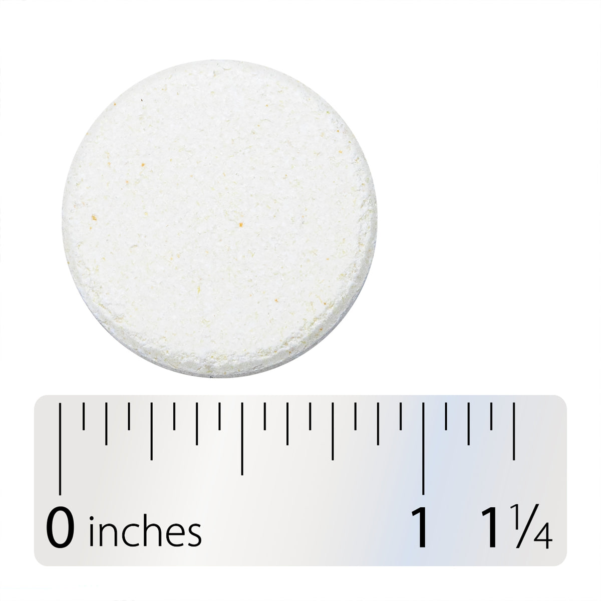 ET421 | Round white tablet with size scale, showing 1 1/4 inches
