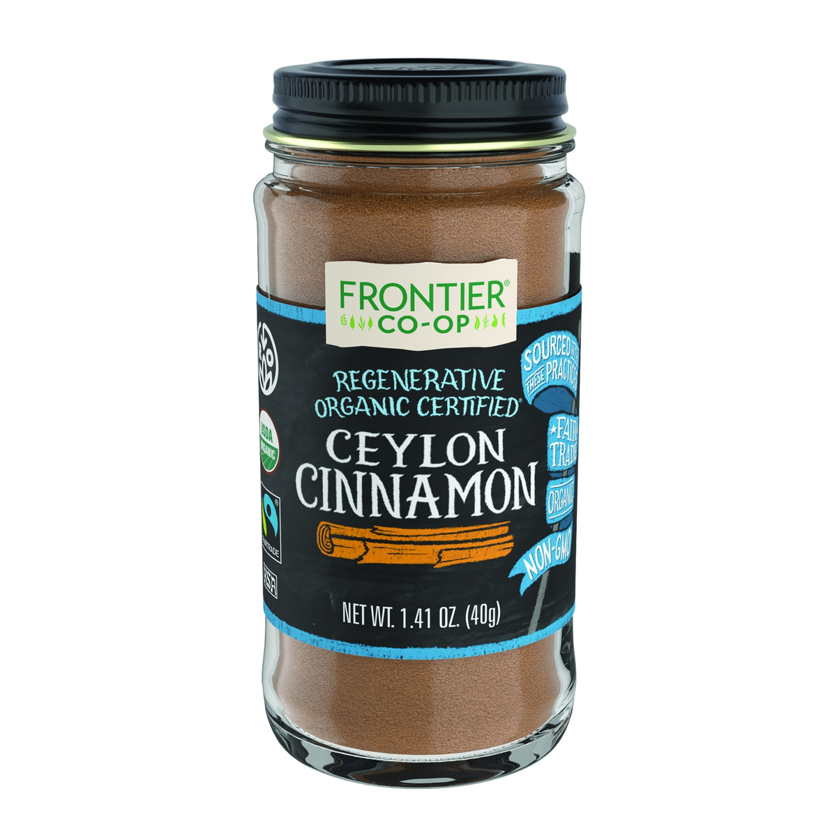 FNP392 | Frontier Co-op organic fair trade Ceylon cinnamon in glass jar