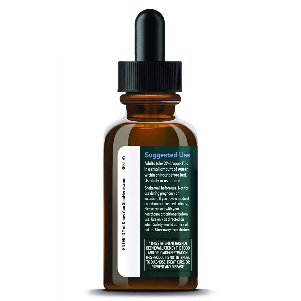 GH179 | Amber dropper bottle with suggested use and warning text on label