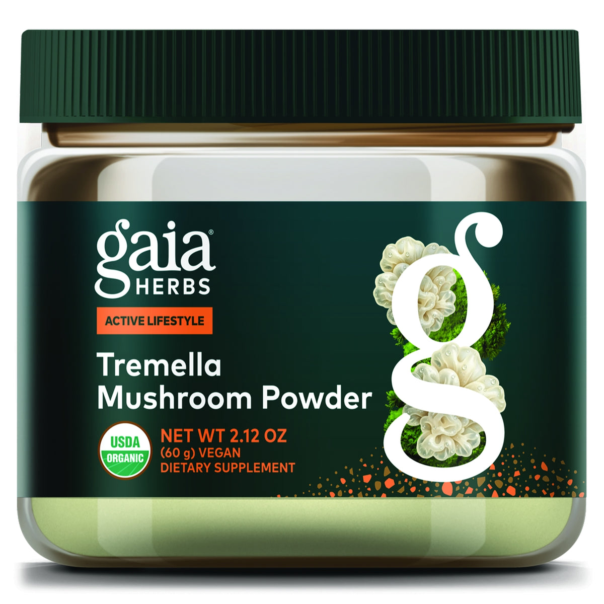 GH180 | Gaïa Herbs Active Lifestyle Tremella Mushroom Powder, USDA Organic dietary supplement