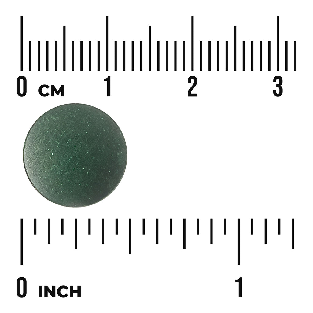 SWR010 | Round dark tablet shown with centimeter and inch rulers for size reference - Thumbnail