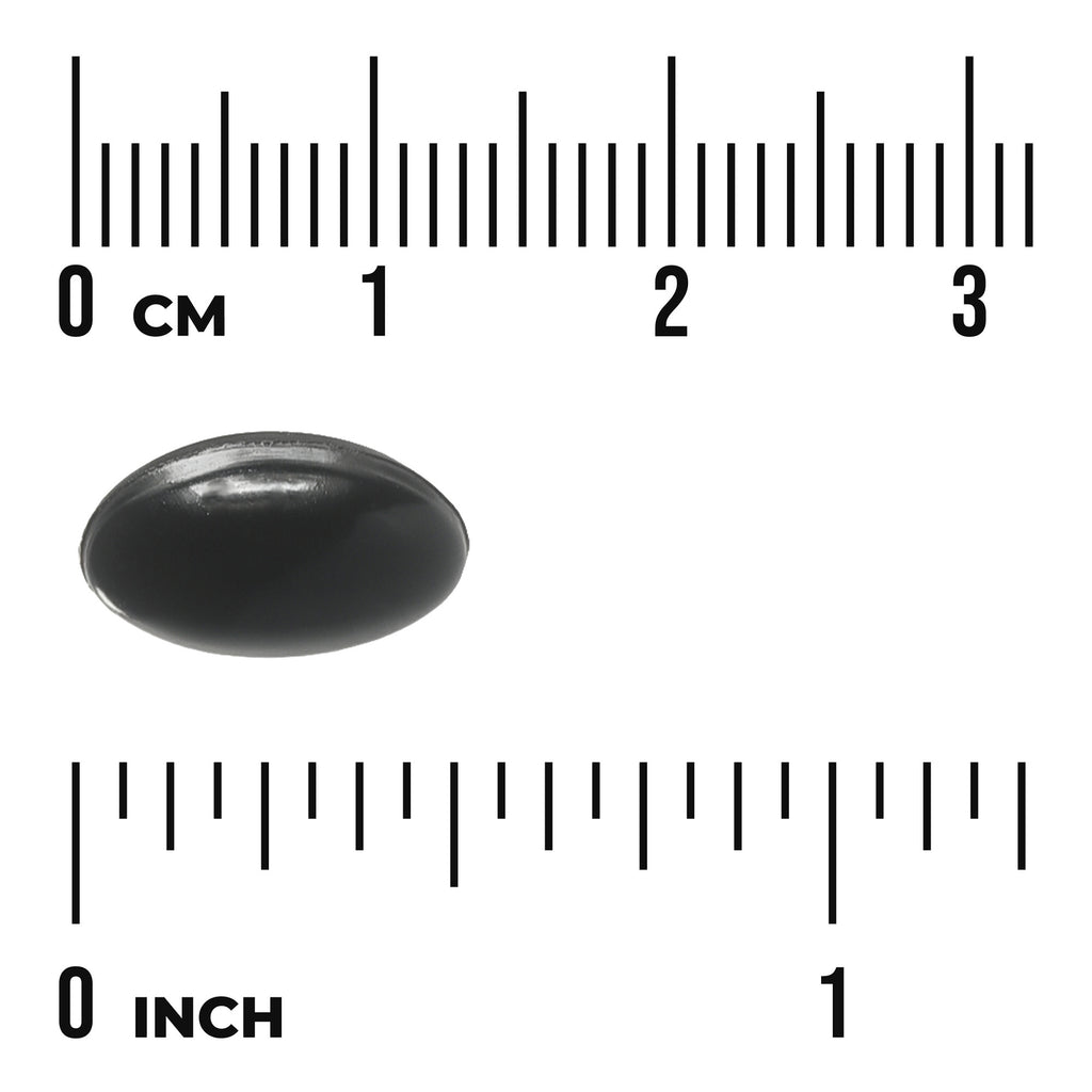 SWU730 | Black softgel capsule with size reference, shown with cm and inch rulers - Thumbnail