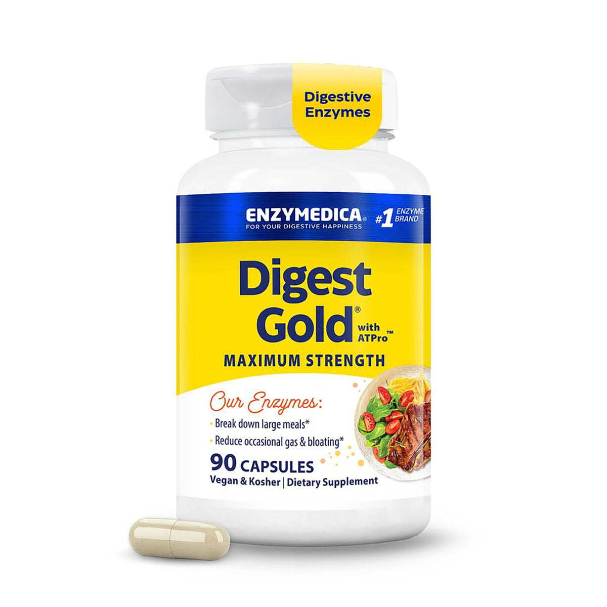 EMD009 | Enzymedica Digest Gold maximum strength bottle front label 90 capsules dietary supplement