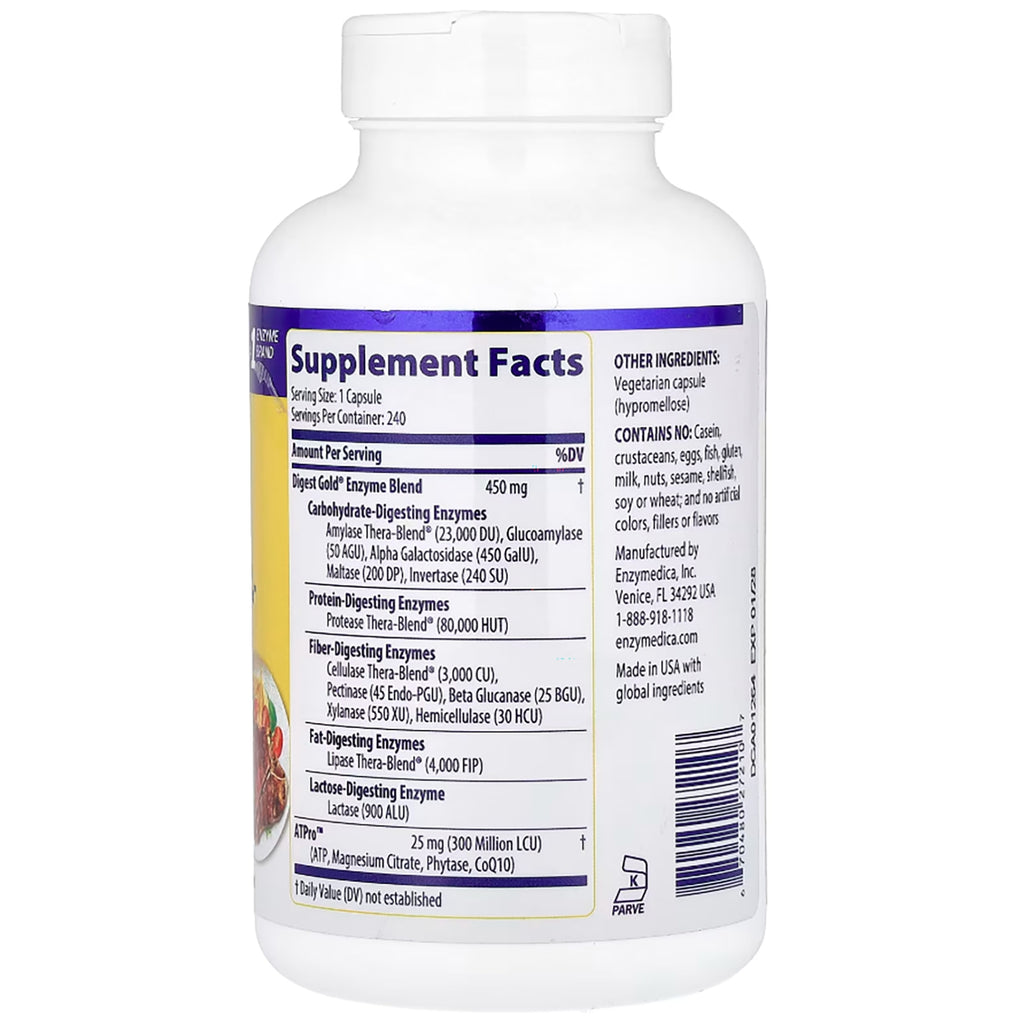 EMD047 | Back of white supplement bottle showing Supplement Facts panel and 240 capsules label - Thumbnail
