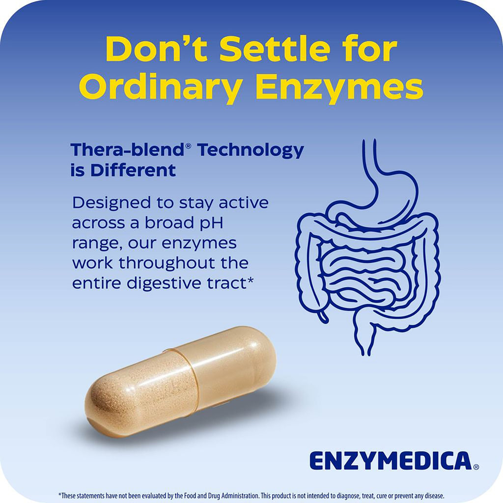 EMD039 | Enzymedica Thera-blend technology infographic with capsule and digestive system illustration - Thumbnail