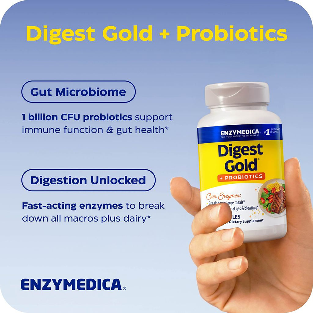 EMD029 | Digest Gold + Probiotics infographic with gut microbiome and digestion claims - Thumbnail