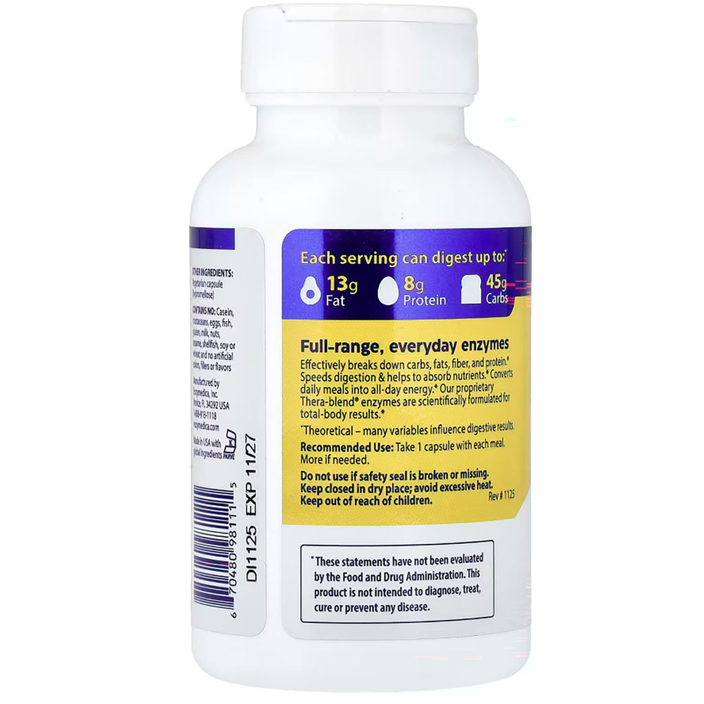 EMD006 | Bottle of digestive enzyme capsules with supplement facts and usage directions - Thumbnail