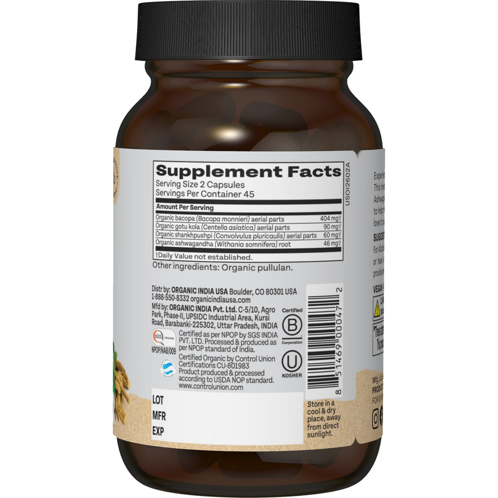 RGN043 | Supplement Facts panel on an herbal capsule bottle with organic certification icons - Thumbnail