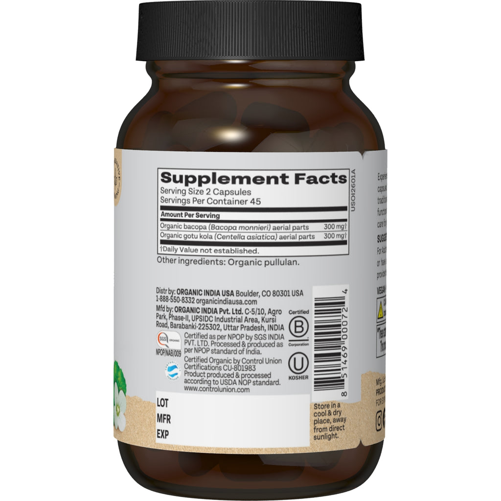 RGN046 | Back label showing supplement facts and certifications for organic capsules - Thumbnail