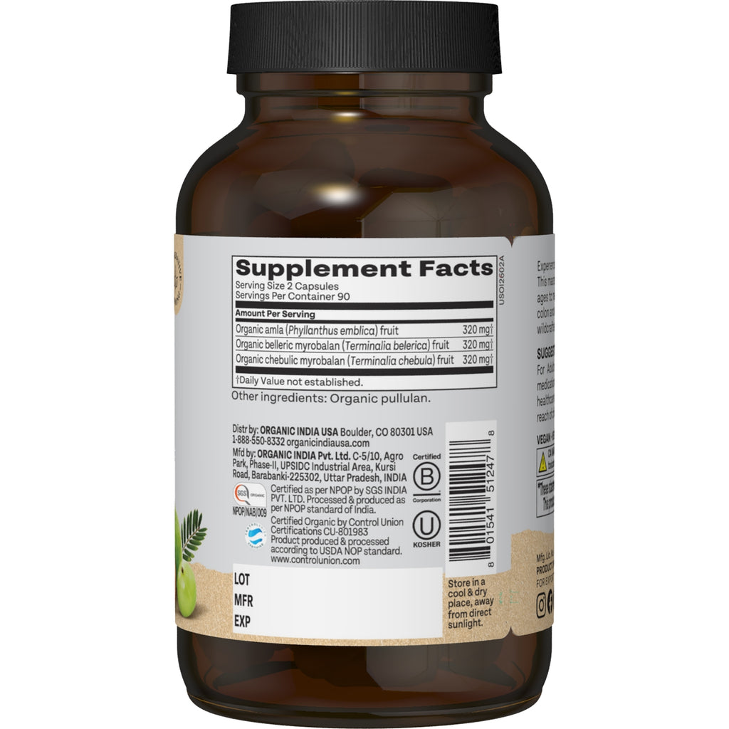 RGN078 | Supplement Facts panel on a bottle of organic capsules with certification seals - Thumbnail