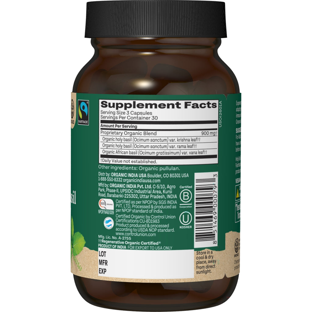 RGN035 | Back label of supplement bottle with Supplement Facts, certifications, and barcode - Thumbnail