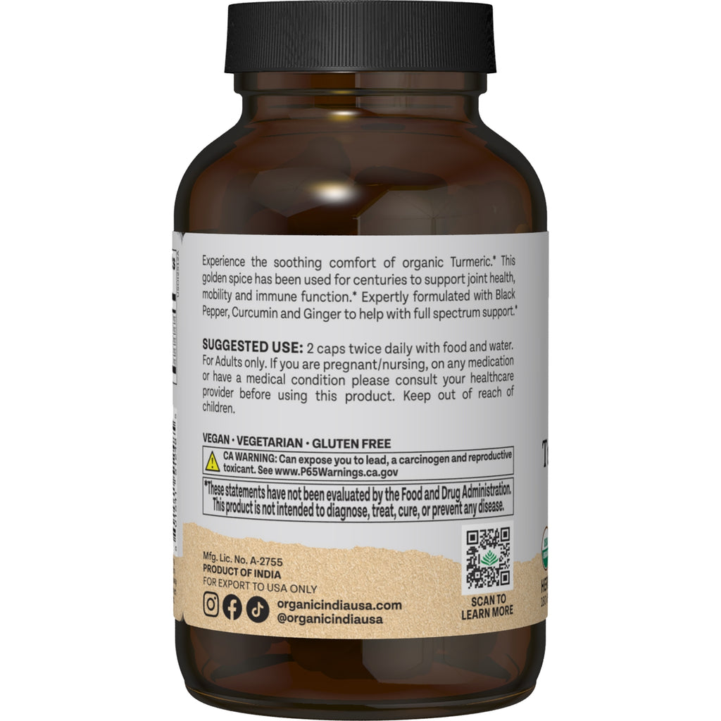 RGN079 | Back label of turmeric supplement with suggested use, warnings, and QR code - Thumbnail