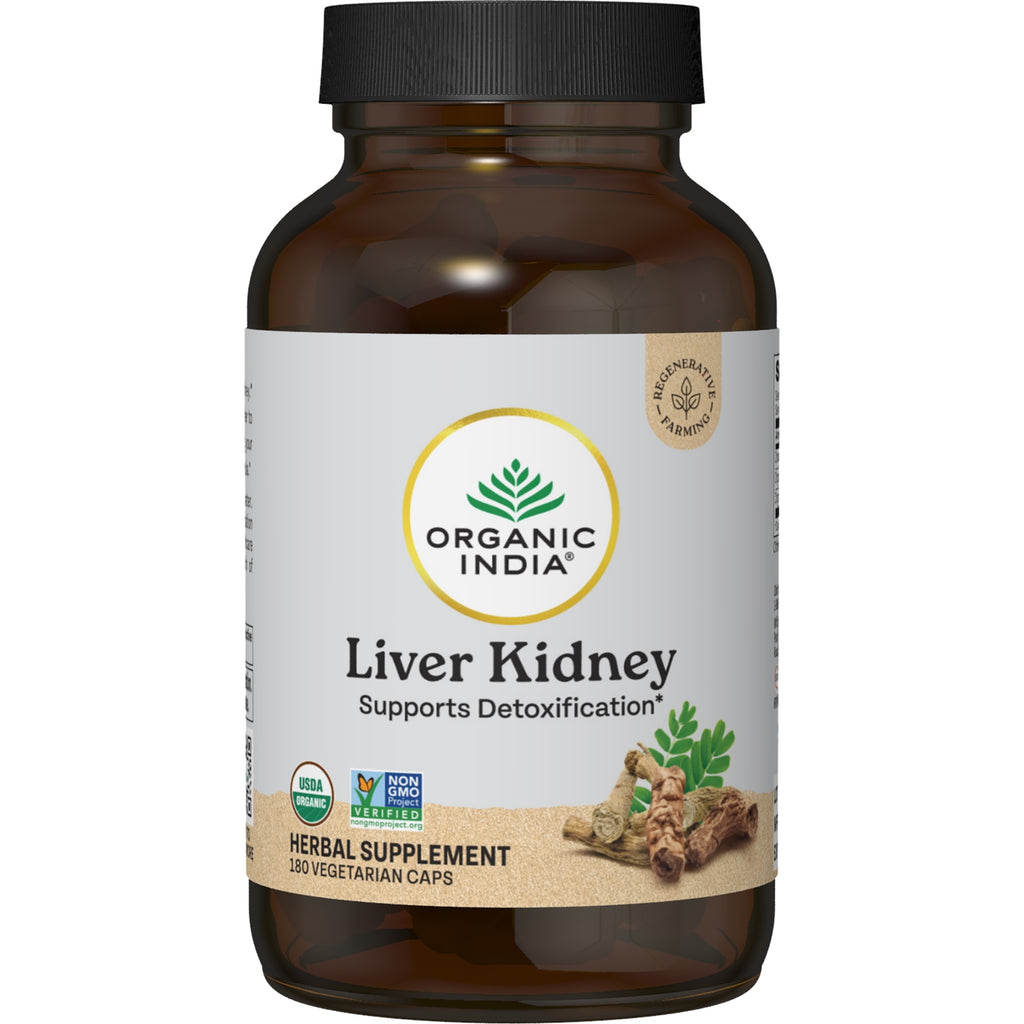 RGN098 | Organic India Liver Kidney supplement bottle labeled Detoxify & Rejuvenate, 180 veg caps - Thumbnail