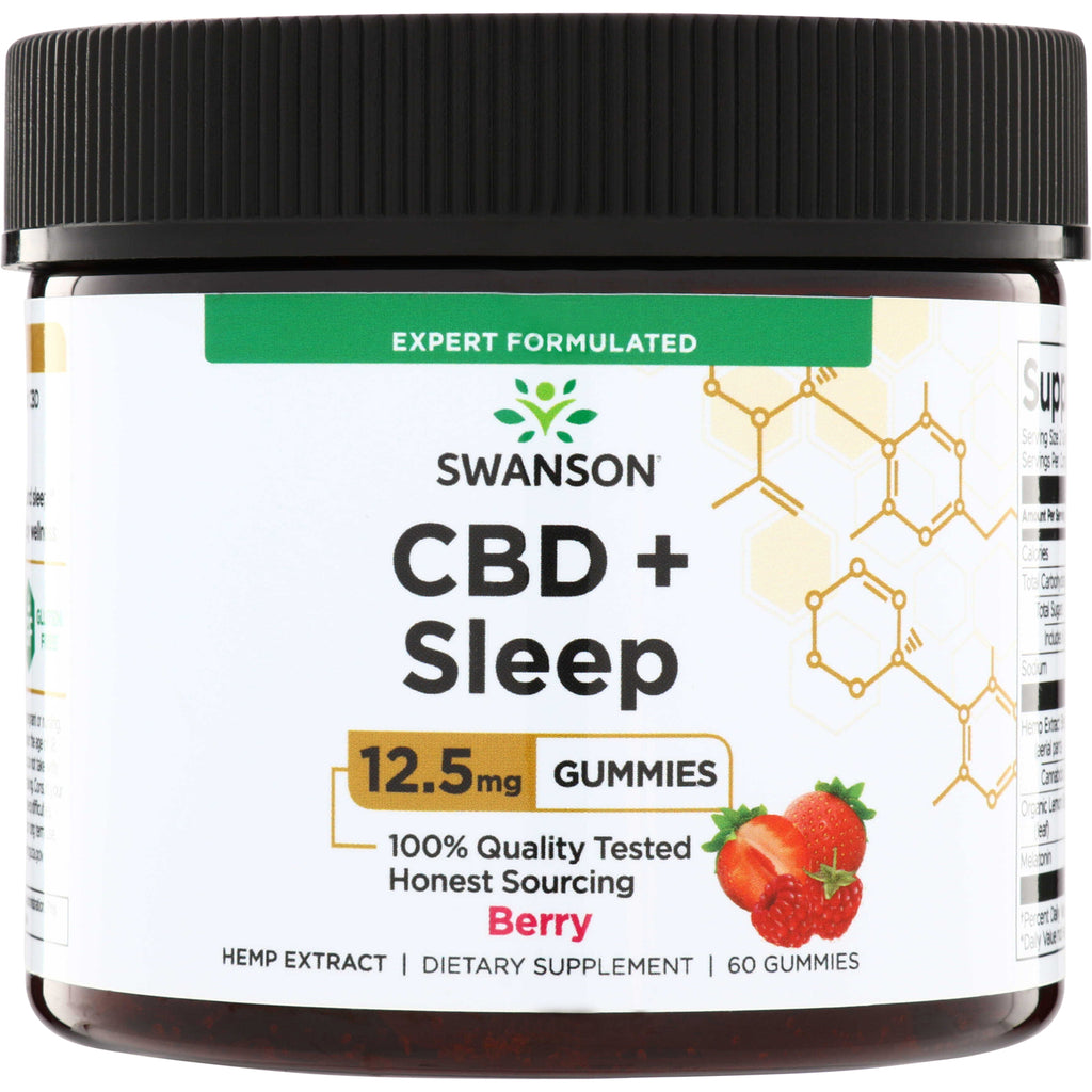 SW1904 | Swanson CBD + Sleep gummies, 12.5 mg, Berry flavor, 60 gummies jar - Thumbnail