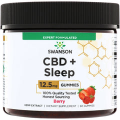 SW1904 | Swanson CBD + Sleep gummies, 12.5 mg, Berry flavor, 60 gummies jar