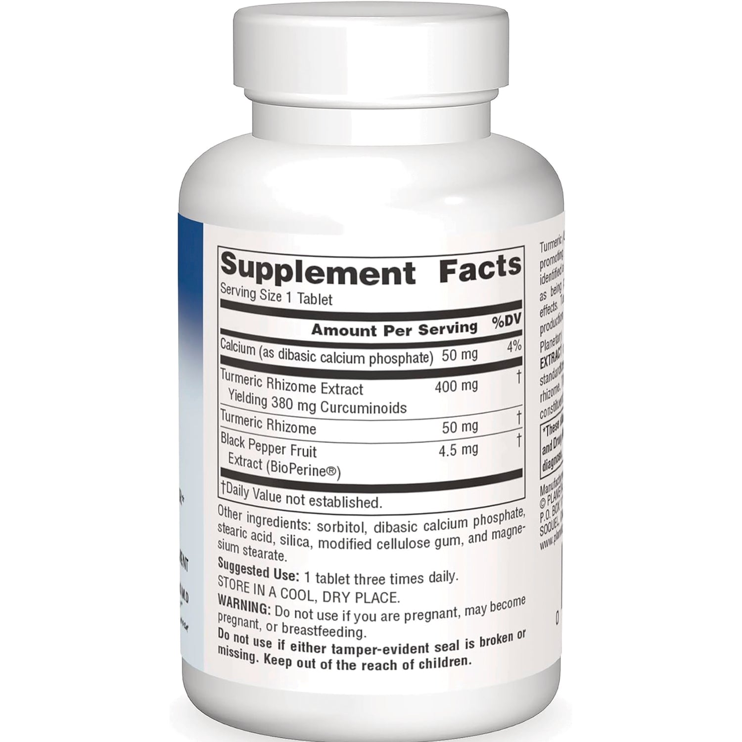 PF175 | Supplement Facts and ingredients panel on white supplement bottle back label