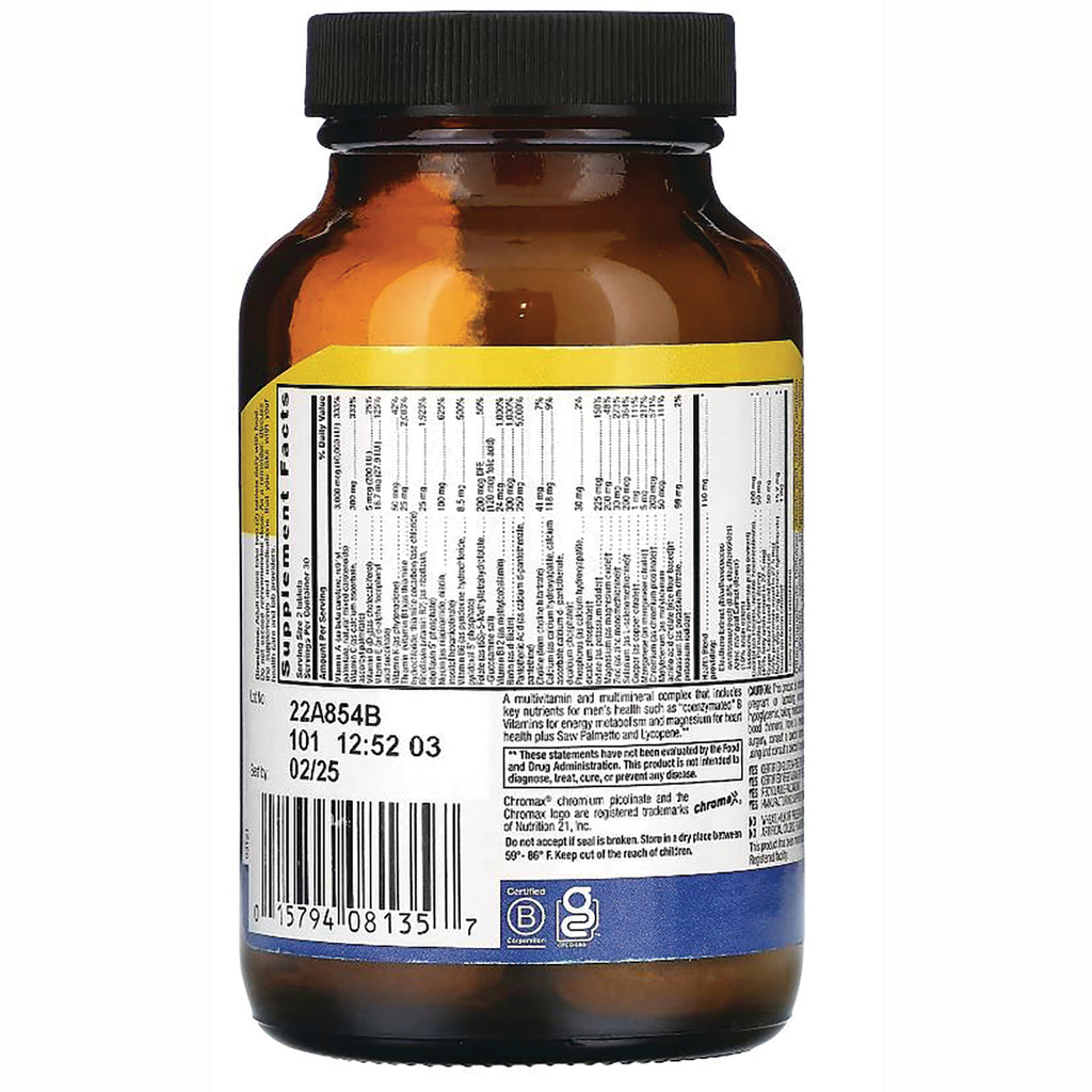 amber supplement bottle back showing nutrition facts panel, barcode, and label text - Thumbnail