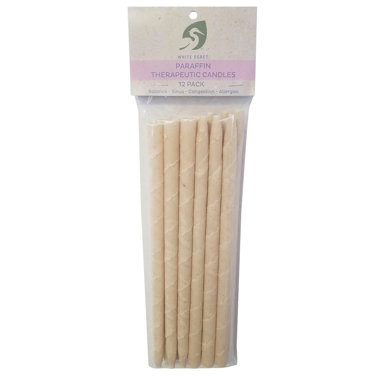 WEG037 | White Egret Paraffin Therapeutic Candles, 12 Pack front of package