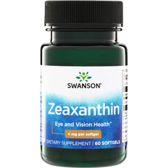 SWU254 | Swanson Zeaxanthin, Eye and Vision Health, 4 mg per softgel, dietary supplement, 60 softgels
