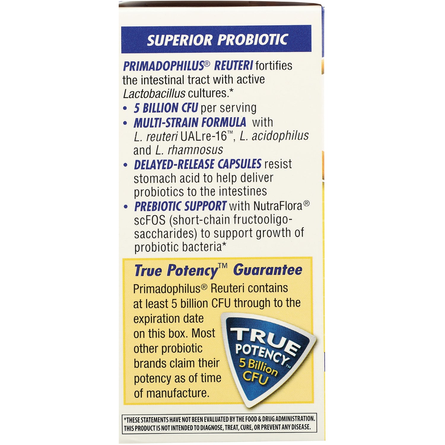 NW634 | product infographic listing Superior Probiotic features: 5 billion CFU, multi-strain delayed-release capsules, prebiotic support