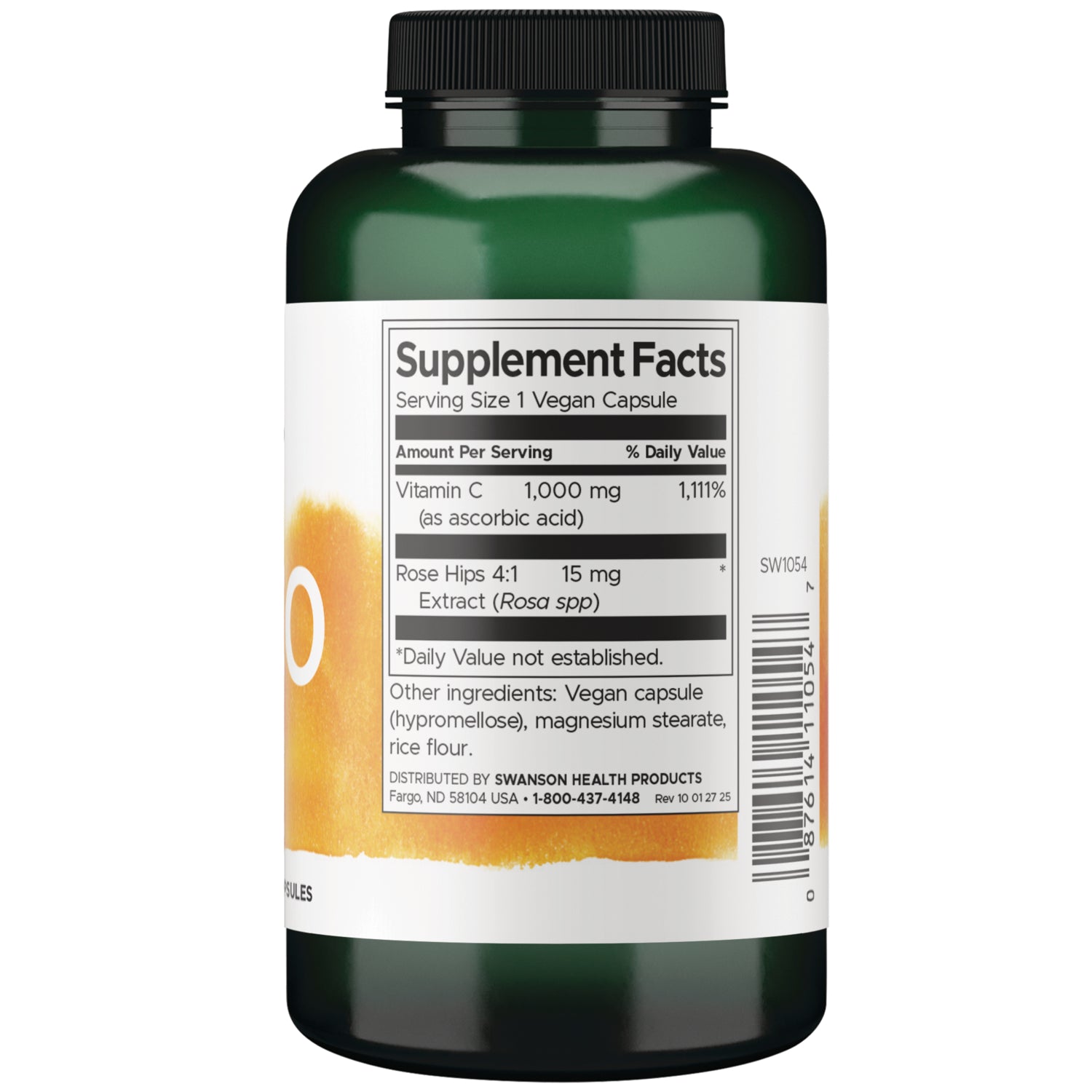 SW1054 | Back label with supplement facts and serving information