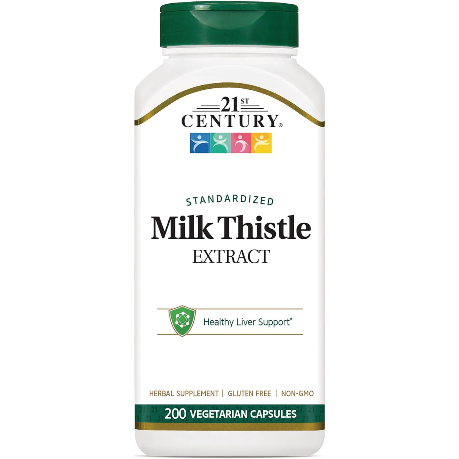 CNT292 | 21st Century Milk Thistle extract bottle front label, 200 vegetarian capsules, Healthy Liver Support