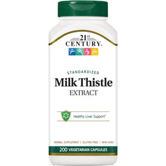 CNT292 | 21st Century Milk Thistle extract bottle front label, 200 vegetarian capsules, Healthy Liver Support