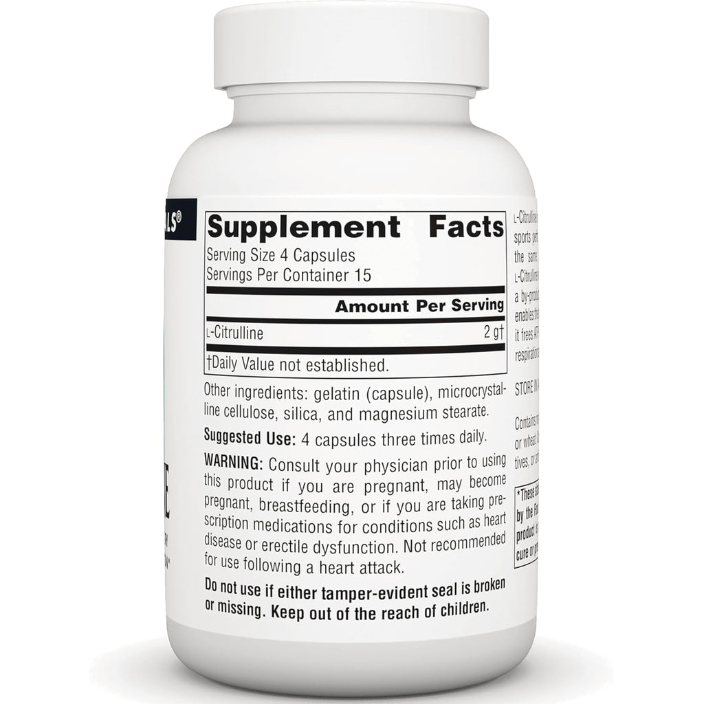 SN481 | Supplement Facts panel showing serving size 4 capsules and L-Citrulline 2 g - Thumbnail
