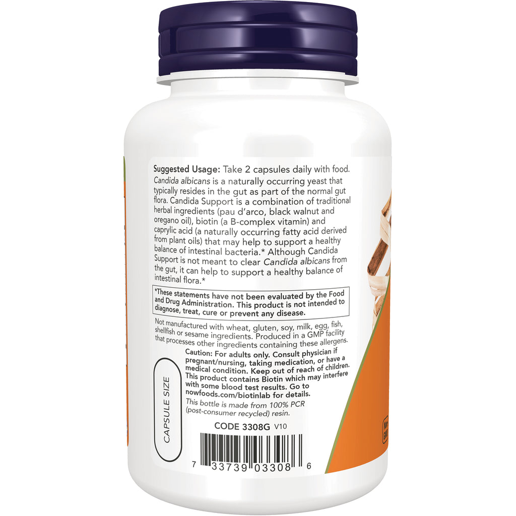 NWF034 | back label of supplement bottle showing suggested usage, caution, ingredient notes and barcode - Thumbnail