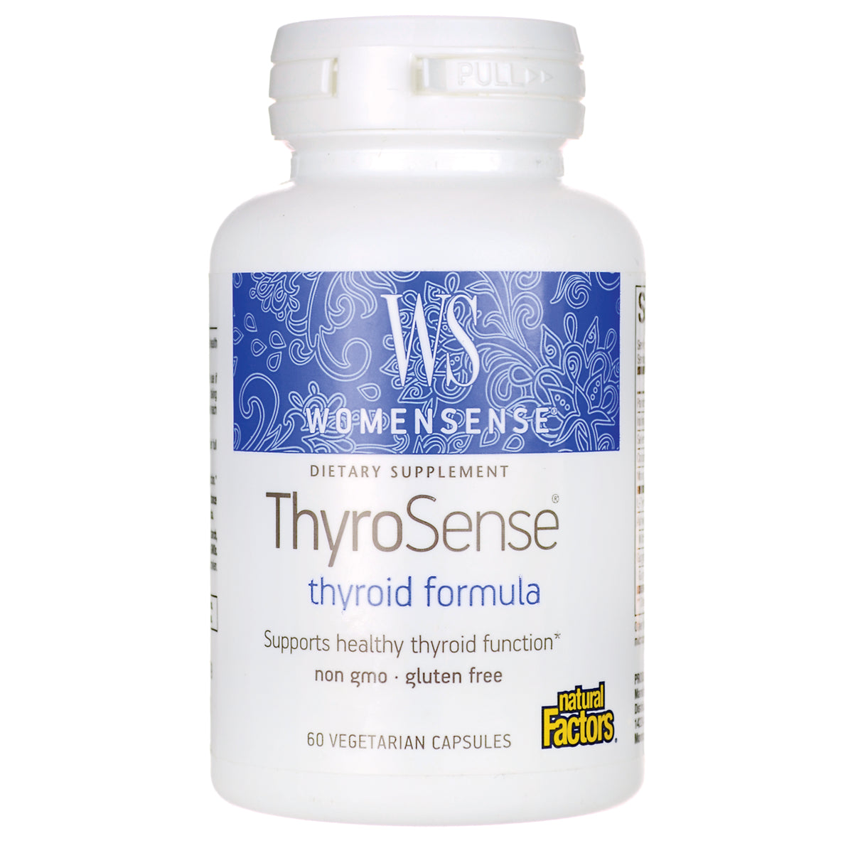 NFC051 | Women'sense ThyroSense thyroid formula supplement bottle front label, 60 vegetarian capsules