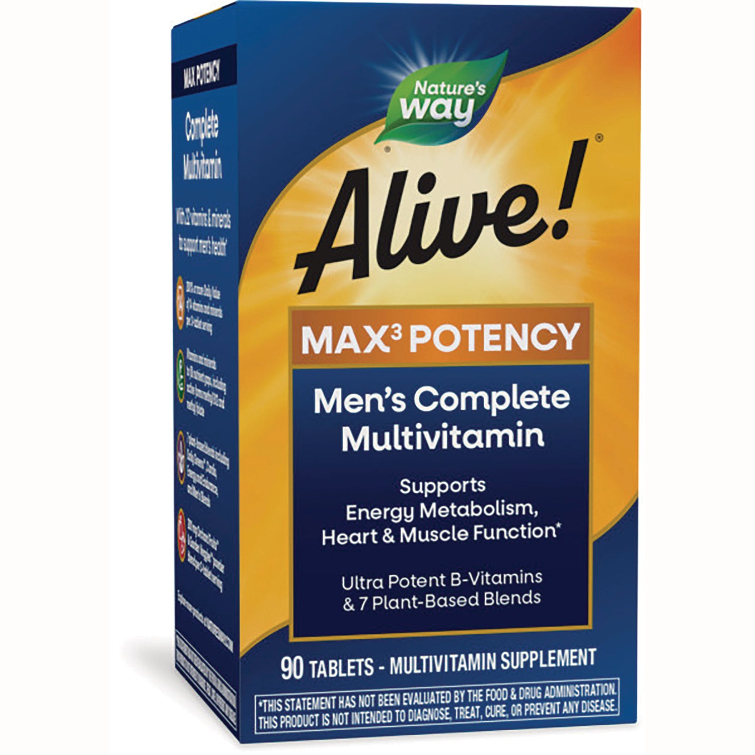 NW696 | Alive! MAX3 Potency men's complete multivitamin box front, 90 tablets