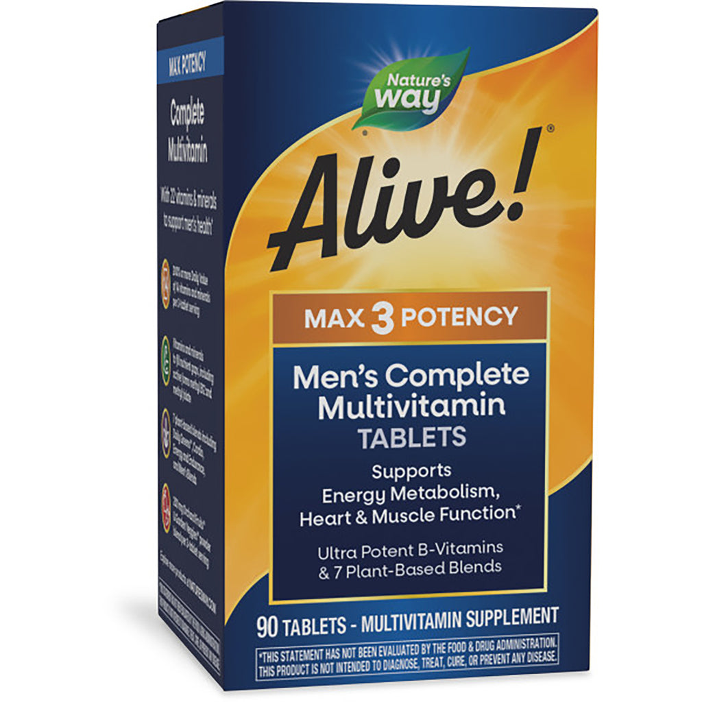 NW696 | Alive! MAX3 Potency men's complete multivitamin box front, 90 tablets - Thumbnail