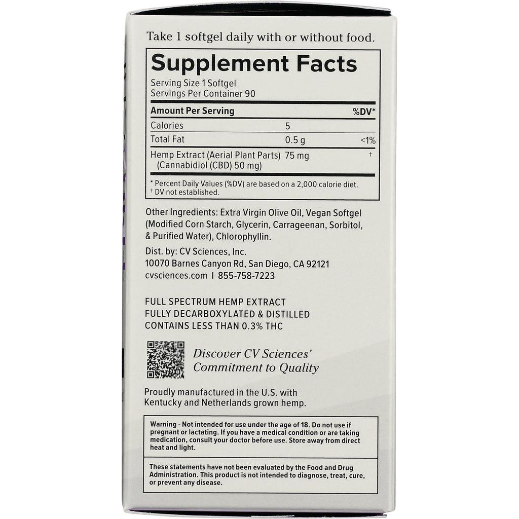 CV035 | Back of white supplement box showing Supplement Facts panel, ingredient list, QR code and warnings - Thumbnail