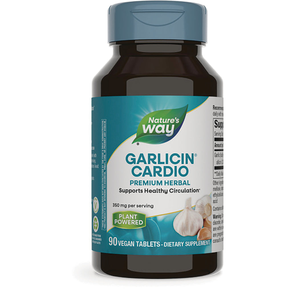 NW015 | Nature's Way GARLICIN CARDIO premium herbal bottle, 90 vegan tablets, supports healthy circulation - Thumbnail