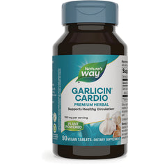 NW015 | Nature's Way GARLICIN CARDIO premium herbal bottle, 90 vegan tablets, supports healthy circulation