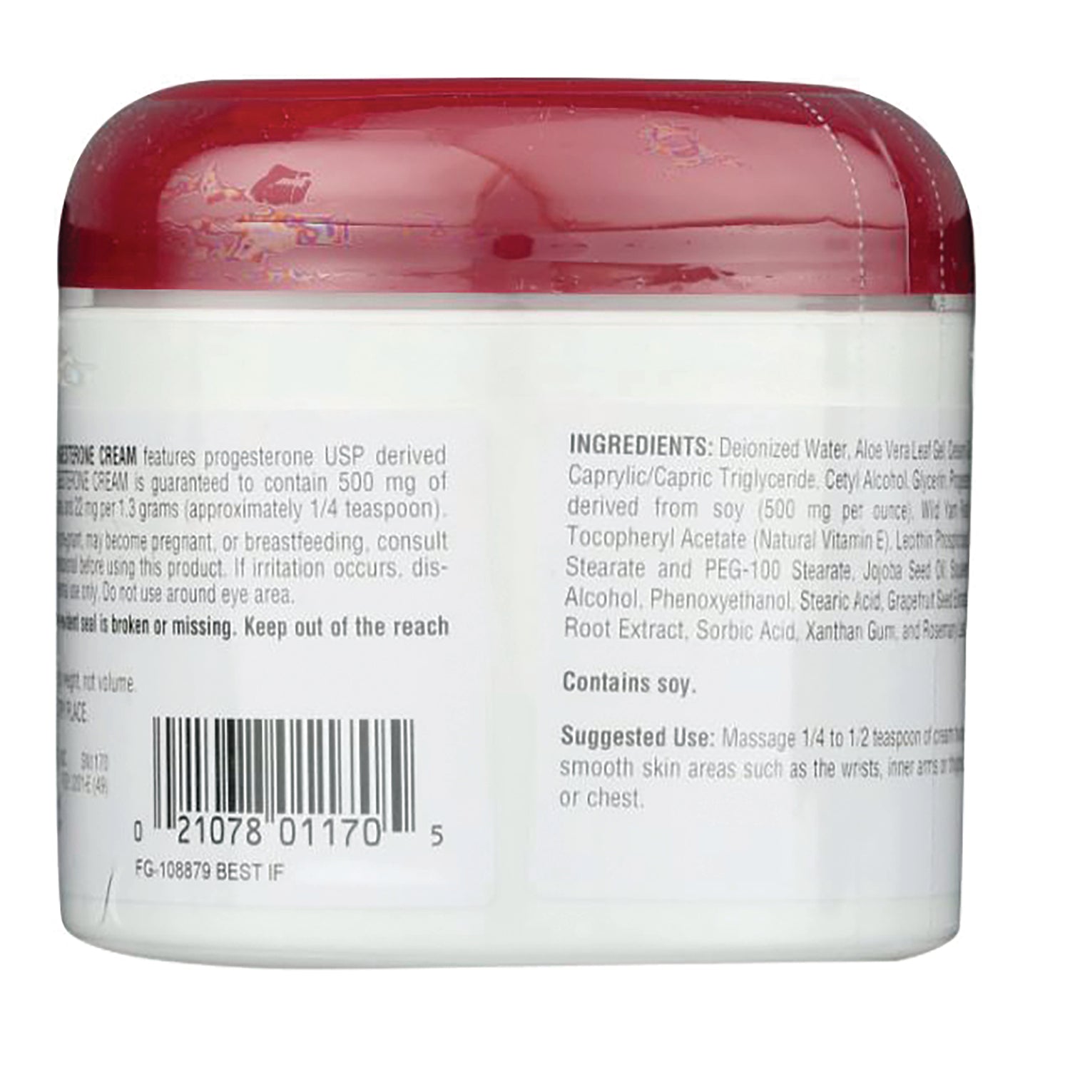 SN171 | Back label with ingredients, suggested use, warnings, and barcode