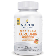 NRN104 | Nordic Naturals zero sugar curcumin gummies white bottle front label showing 200 mg and 60 gummies