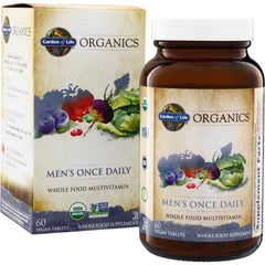 GLF183 | Garden of Life Organics Men's Once Daily whole food multivitamin, 60 vegan tablets