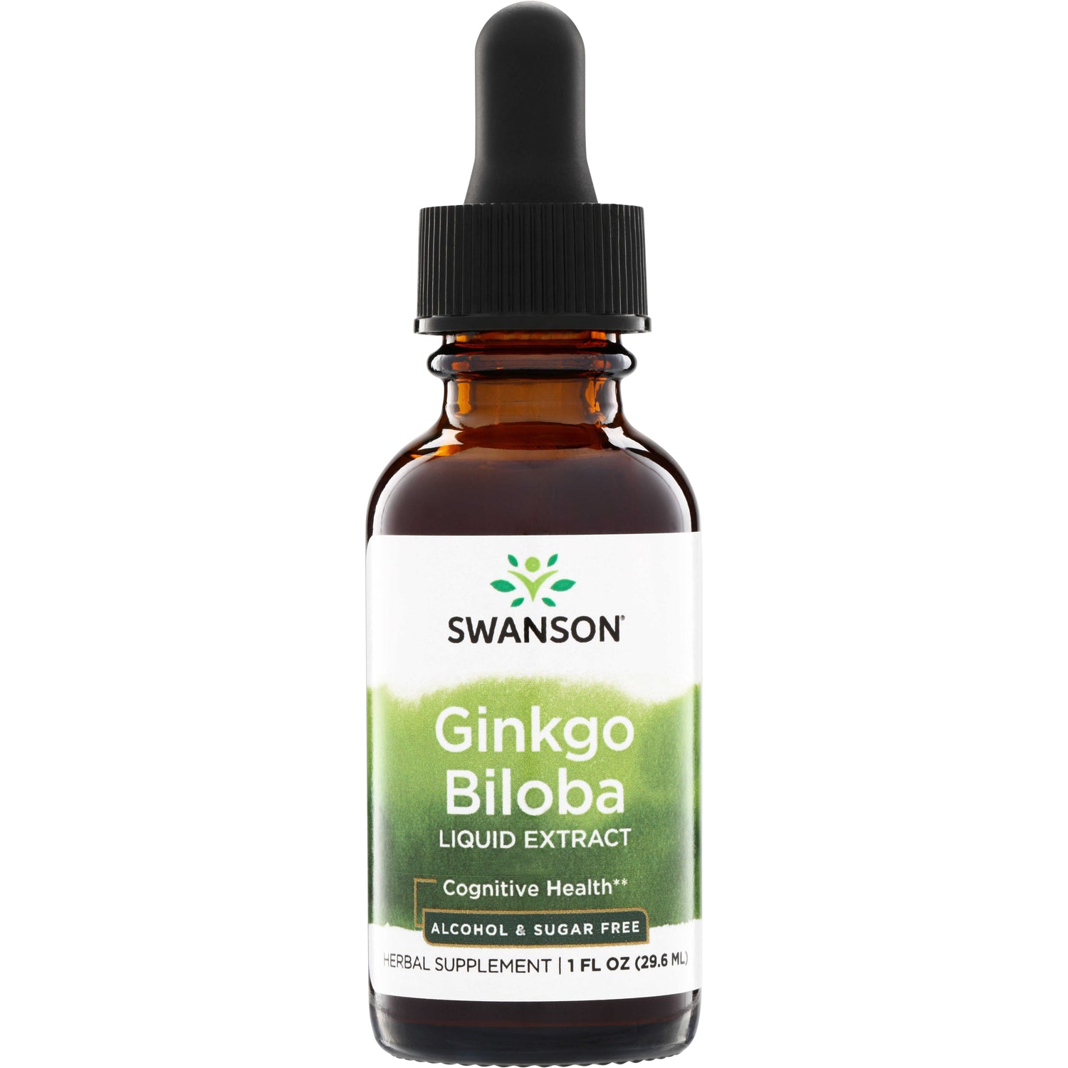 SW1176 | Swanson Ginkgo Biloba Liquid Extract, Cognitive Health, alcohol & sugar free, 1 fl oz dropper bottle