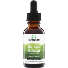 SW1176 | Swanson Ginkgo Biloba Liquid Extract, Cognitive Health, alcohol & sugar free, 1 fl oz dropper bottle