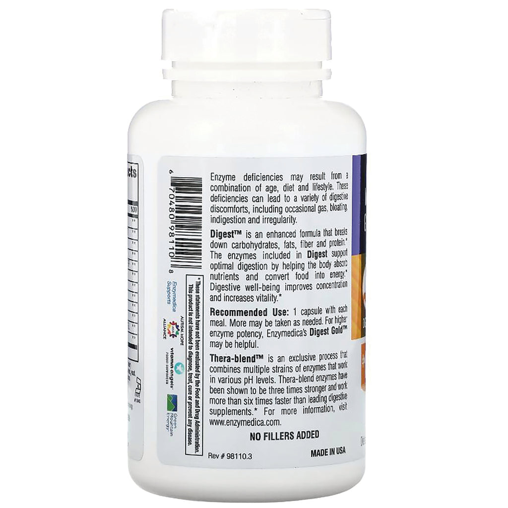 EMD007 | back label of white supplement bottle showing ingredients, directions, barcode and NO FILLERS ADDED - Thumbnail