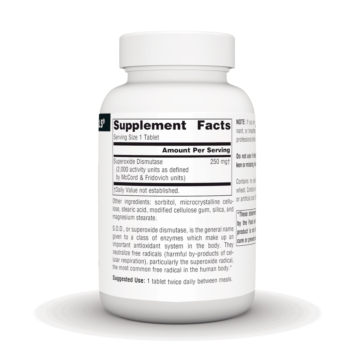 SN679 | Back label with Supplement Facts panel, serving size 1 tablet, and suggested use