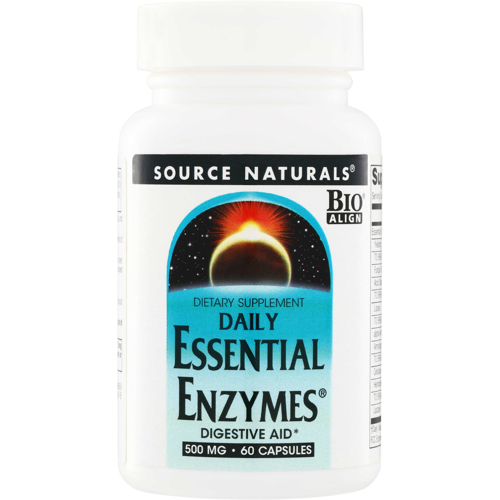 SN107 | Source Naturals Daily Essential Enzymes digestive aid, 500 mg, 60 capsules - Thumbnail