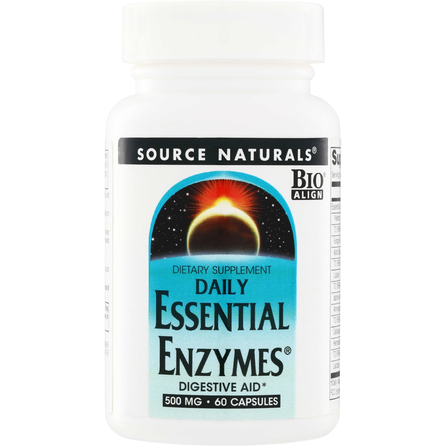 SN107 | Source Naturals Daily Essential Enzymes digestive aid, 500 mg, 60 capsules