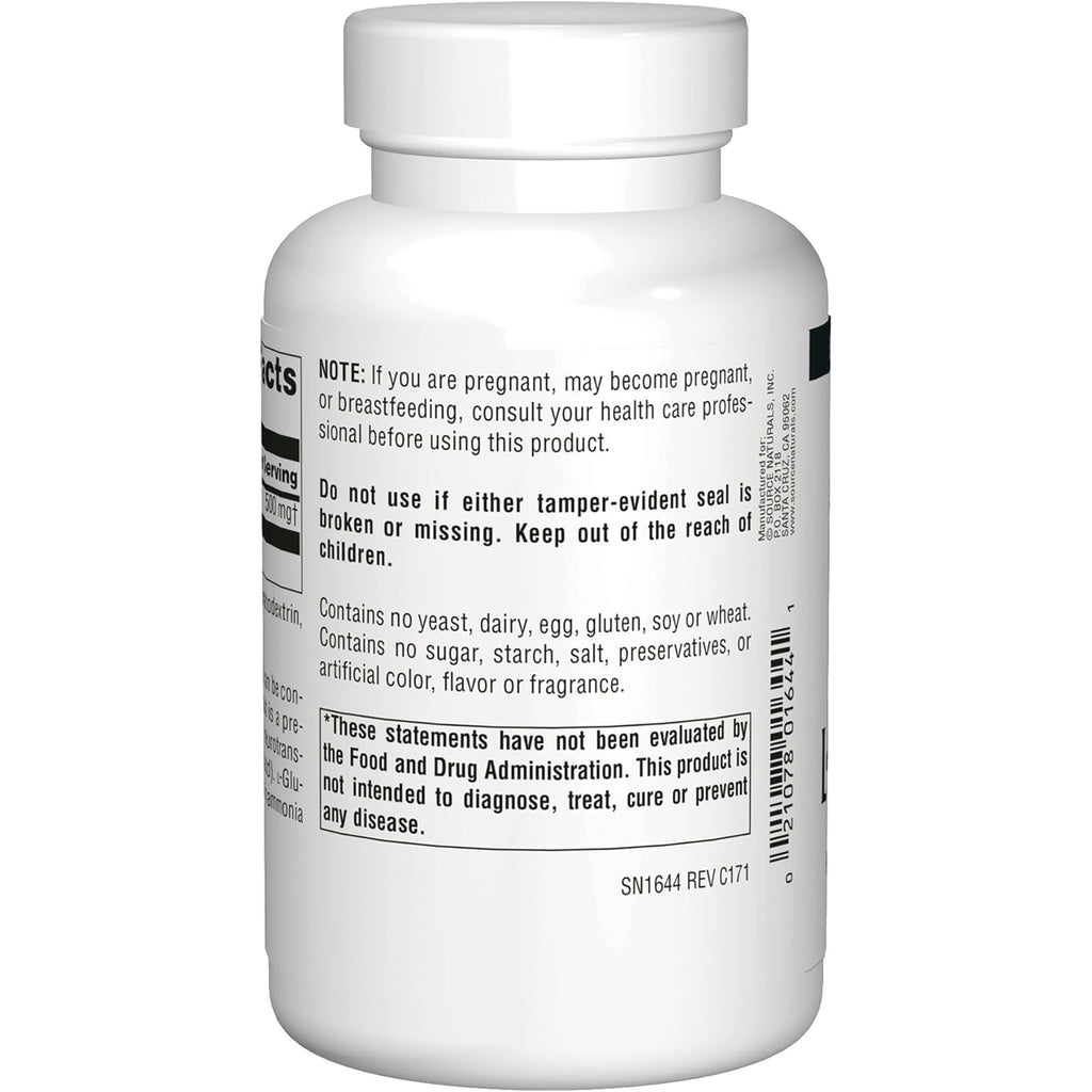 SN444 | Supplement bottle back label with warnings, FDA disclaimer, and barcode - Thumbnail