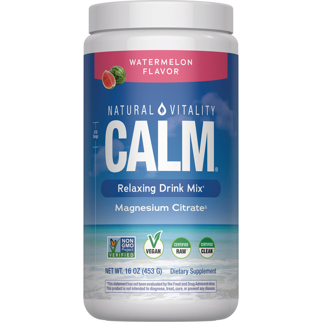 NVT072 | Natural Vitality CALM relaxing drink mix container, watermelon flavor, labeled Magnesium Citrate - Thumbnail