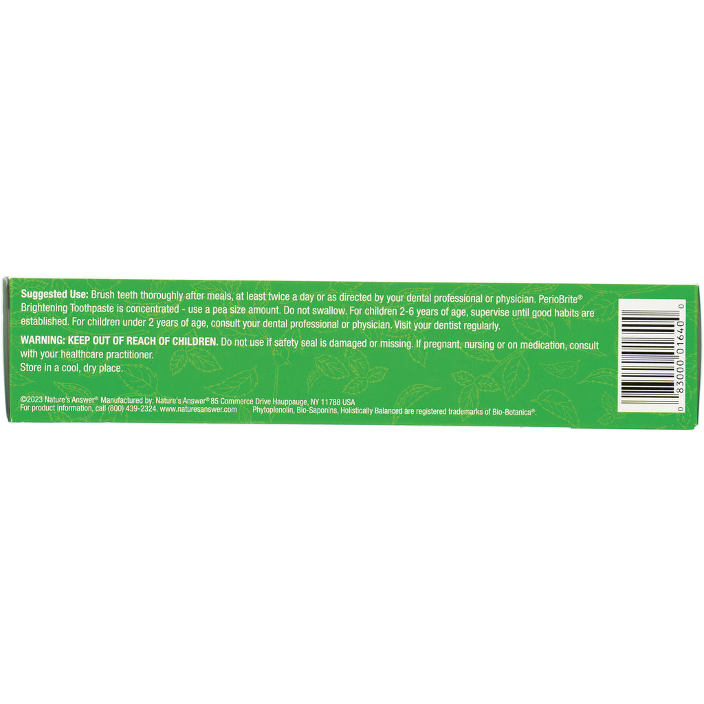 NAT078 | Back of green toothpaste box showing suggested use, warning text and barcode - Thumbnail
