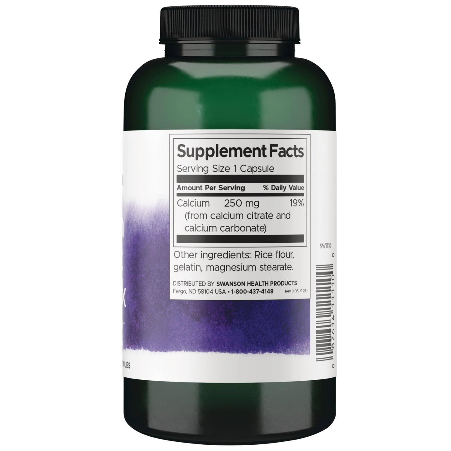SW1110 | Back label with Supplement Facts