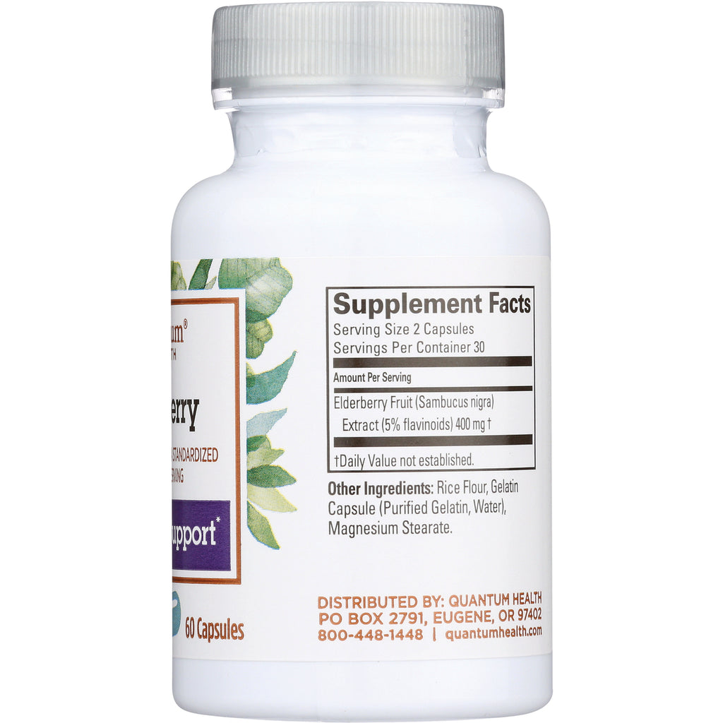 QU035 | Back label of white supplement bottle showing Supplement Facts box and other ingredients - Thumbnail